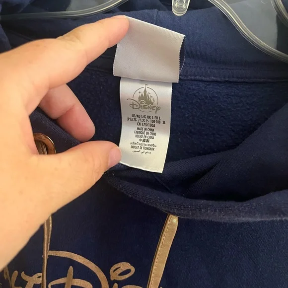 Walt Disney World 50th Anniversary EUC‎ Navy Castle Crop Top Hoodie Sz Large - Picture 4 of 7